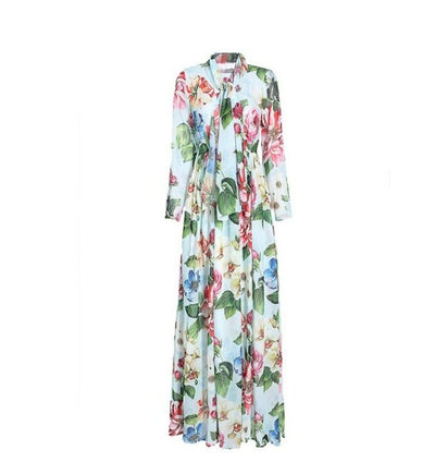 Zielona Sukienka Maxi W Kwiaty W Stylu Vintage