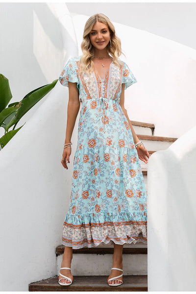 Czeska Sukienka Maxi W Stylu Vintage