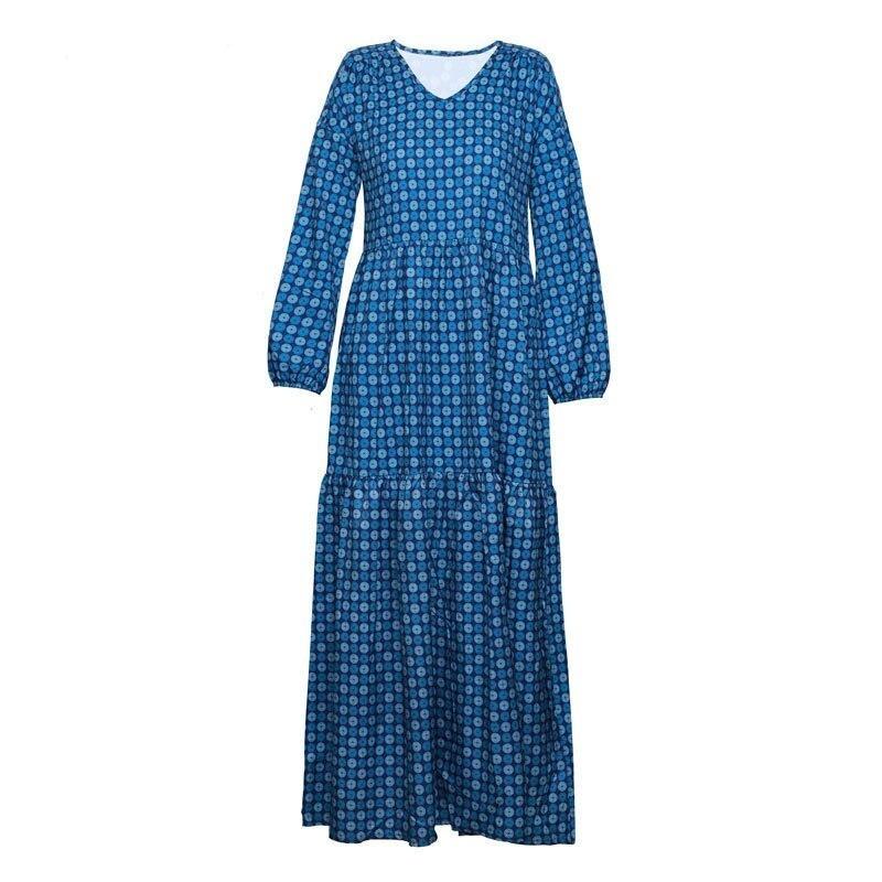 Niebieska Sukienka Vintage Maxi