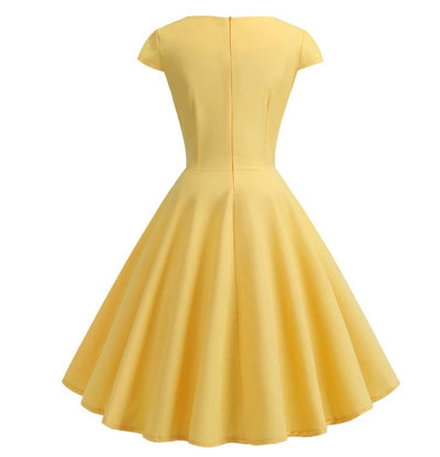 Żółta Sukienka Gorsetowa Z Lat 60
