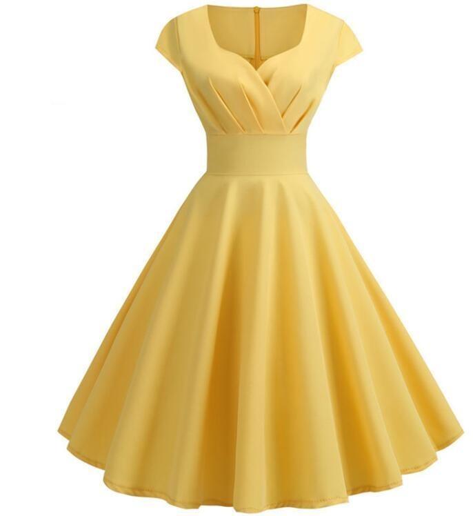 Żółta Sukienka Gorsetowa Z Lat 60