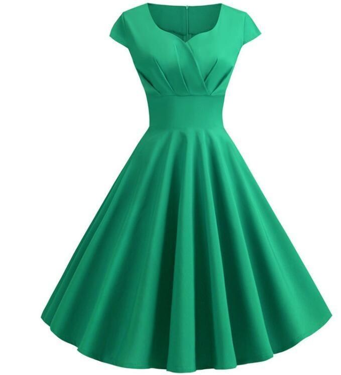 Zielona Sukienka Midi W Stylu Vintage
