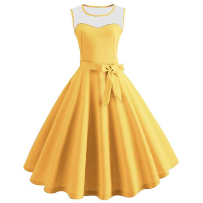 Żółta Sukienka Pin-Up Z Lat 50