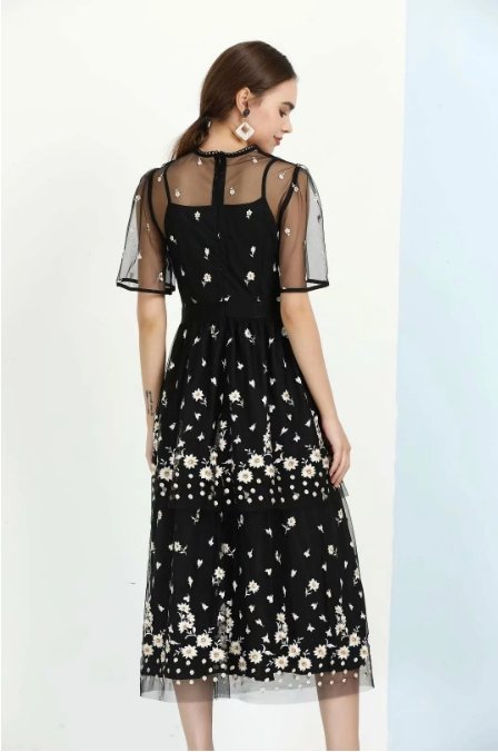 Czarna Koronkowa Sukienka W Stylu Retro Z Lat 40. XX Wieku