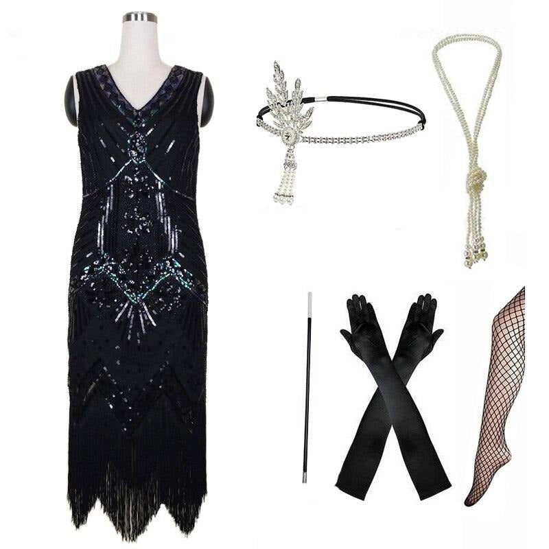 Czarna Sukienka Retro Z Lat 20