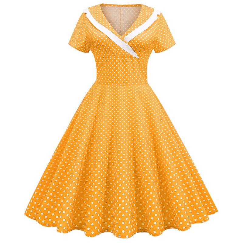 Żółta Sukienka Druhna W Stylu Retro