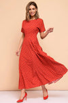 Czerwona Sukienka Vintage W Kropki