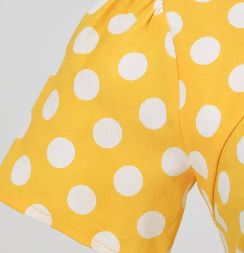 Żółta Sukienka W Stylu Vintage Z Lat 50