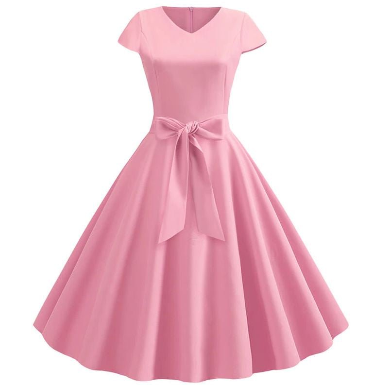 Różowa Sukienka Trapezowa Z Lat 60