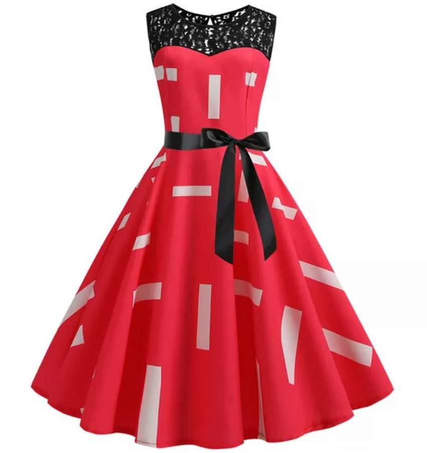 Trapezowa Sukienka Vintage Z Koronkowym Kołnierzem