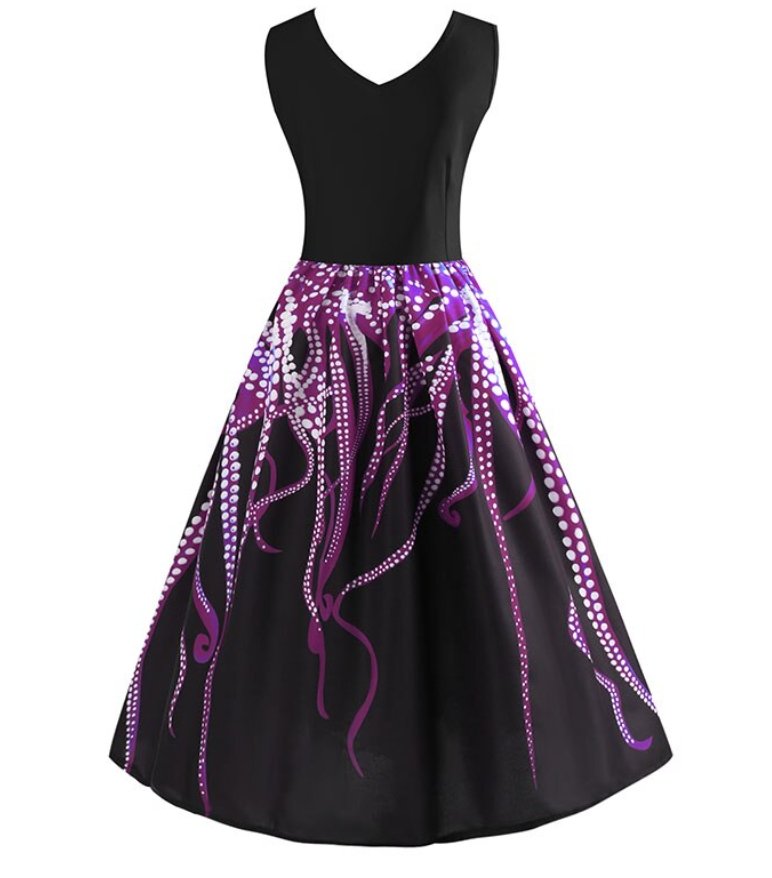 Trapezowa Sukienka Bez Rękawów W Stylu Vintage