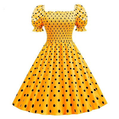 Żółta Sukienka W Stylu Lat 50