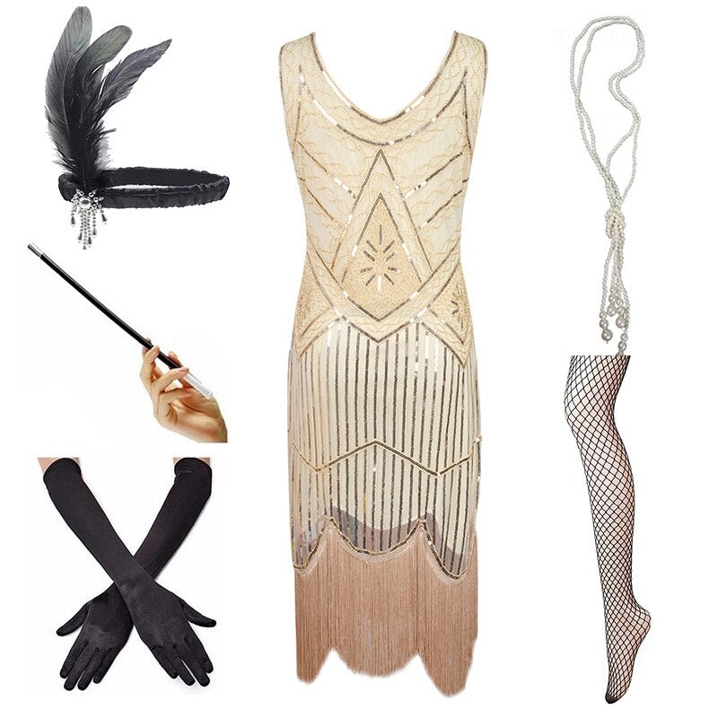 Sukienka Vintage 1920 Beżowa