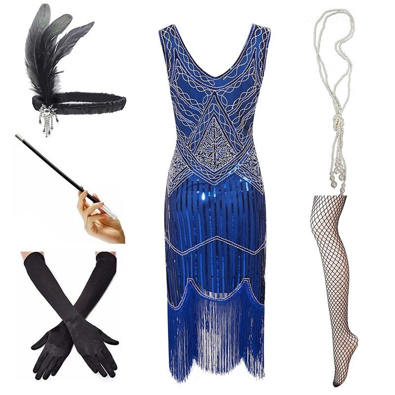 Sukienka Vintage 1920 Niebieska