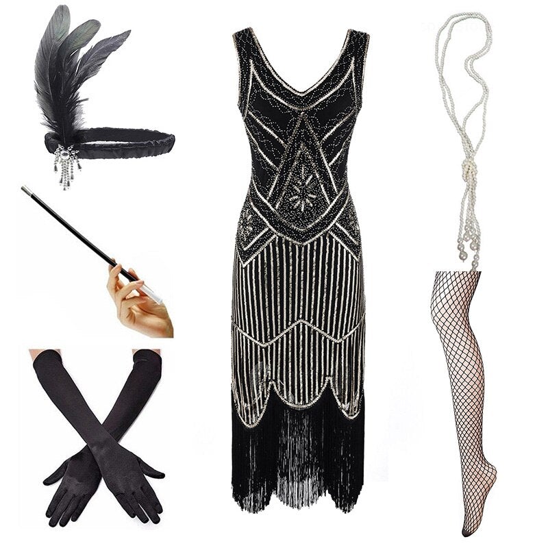 Czarna Złota Sukienka Z 1920 Roku