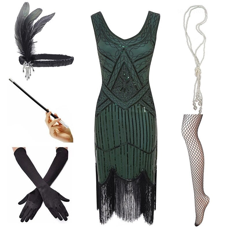 Sukienka Vintage 1920 Zielona