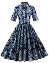 Sukienka Vintage 1950 Niebieska