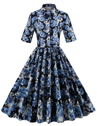 Sukienka Vintage 1950 Niebieska