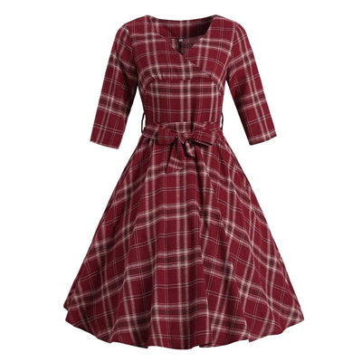 Sukienka Vintage 3/4 Bordowa 1960