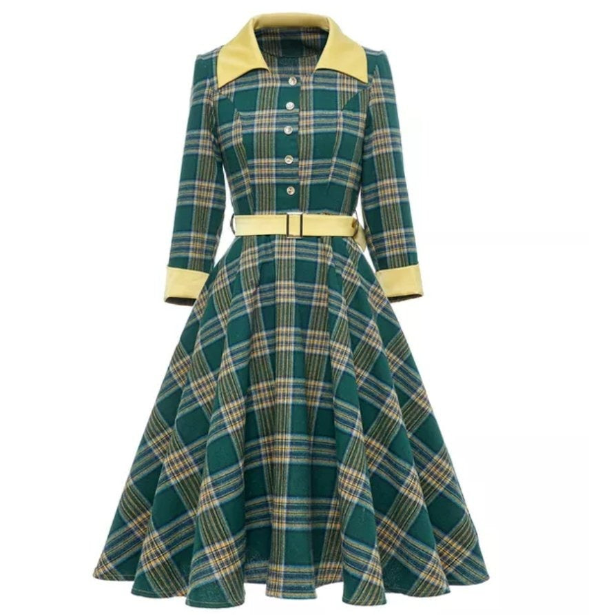 Sukienka 3/4 W Paski W Stylu Vintage