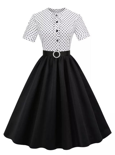Czarno-Biała Sukienka Vintage Z Lat 60