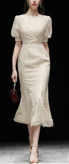 Sukienka Vintage Rok 1940 Beżowa