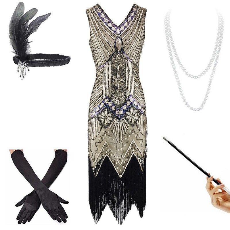 Beżowa Sukienka Vintage Z Lat 20. XX Wieku