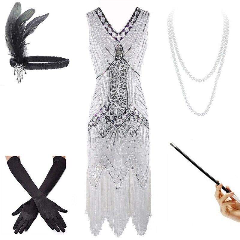 Biała Sukienka Vintage Z Lat 20. XX Wieku