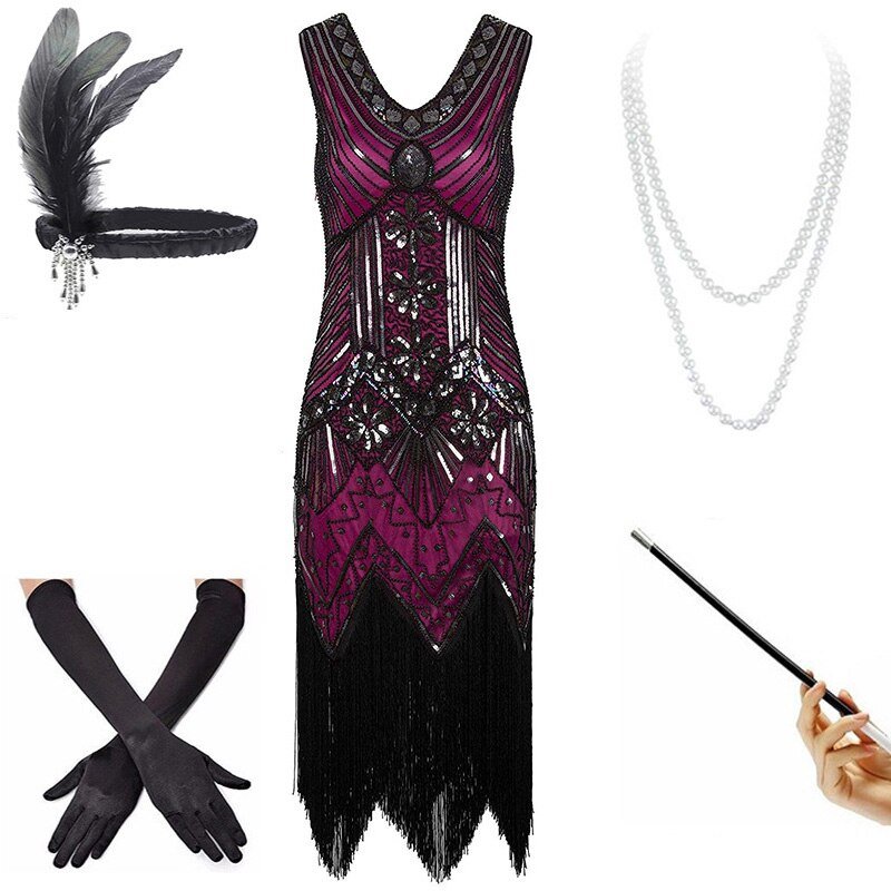 Fioletowa Sukienka Vintage Z Lat 20. XX Wieku