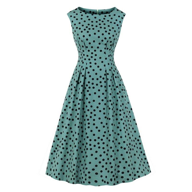 Sukienka Vintage Z Lat 50. Zielona W Czarne Kropki