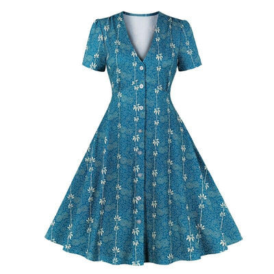 Niebieska Sukienka Vintage Z Lat 60