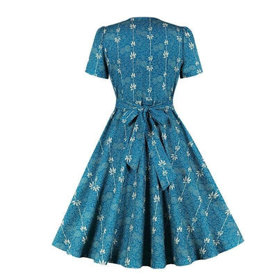 Niebieska Sukienka Vintage Z Lat 60