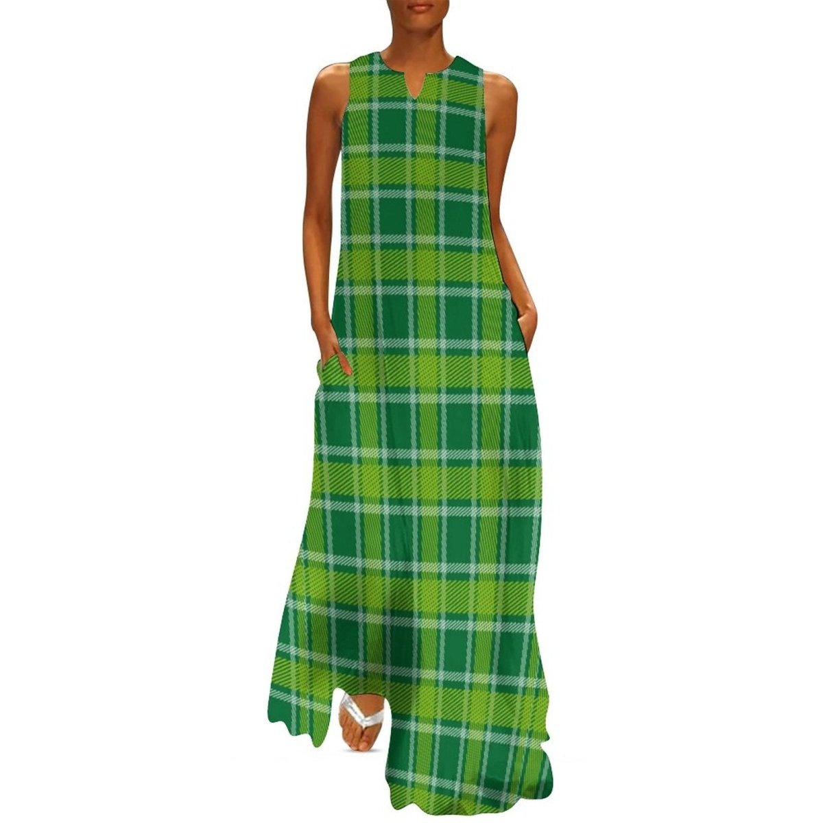 Długa Zielona Sukienka Vintage Z Lat 70