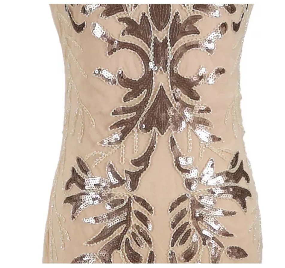 Beżowa Sukienka W Stylu Art Deco Z Lat 20. XX Wieku