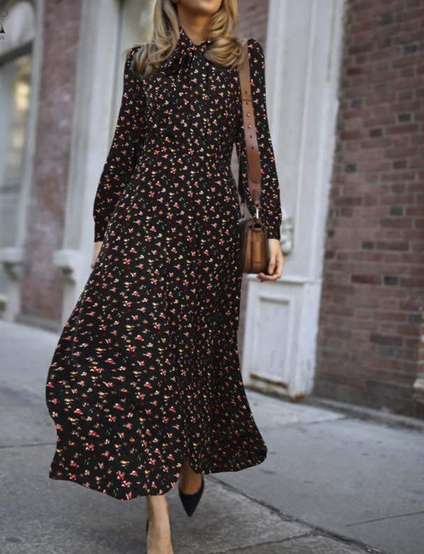 Czarna, Płynna Sukienka Vintage Z Lat 40. XX Wieku