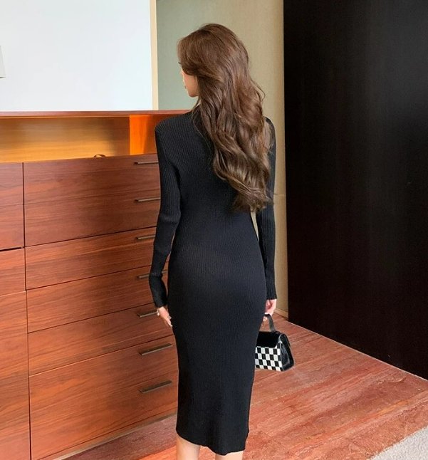 Czarna Obcisła Sukienka Vintage Z Lat 40. XX Wieku