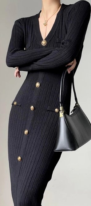 Czarna Obcisła Sukienka Vintage Z Lat 40. XX Wieku