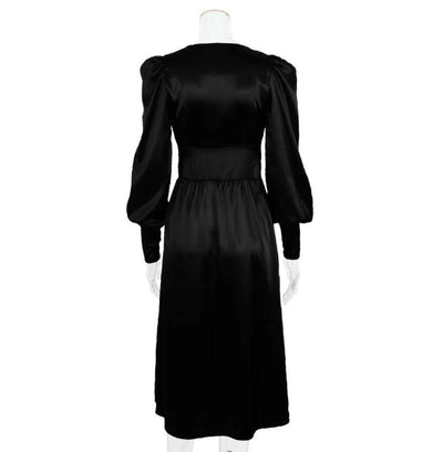 Czarna Satynowa Sukienka Vintage Z Lat 40. XX Wieku