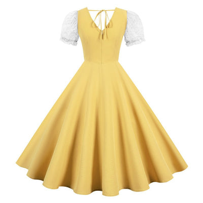 Żółta Sukienka Vintage Z Lat 50