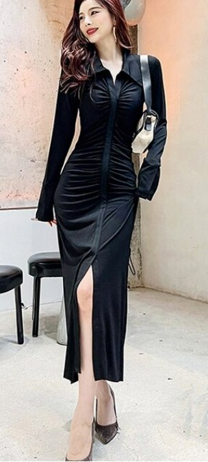 Czarna Sukienka Jesienno-Zimowa W Stylu Vintage