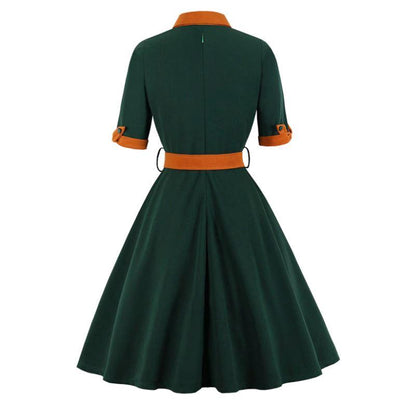 Jesienna Sukienka Vintage Zielona
