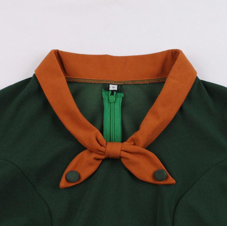 Jesienna Sukienka Vintage Zielona