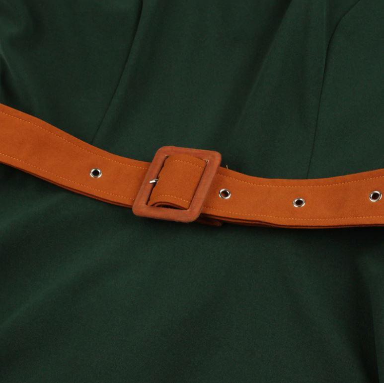 Jesienna Sukienka Vintage Zielona