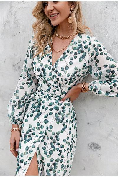 Biało-Zielona Sukienka Vintage