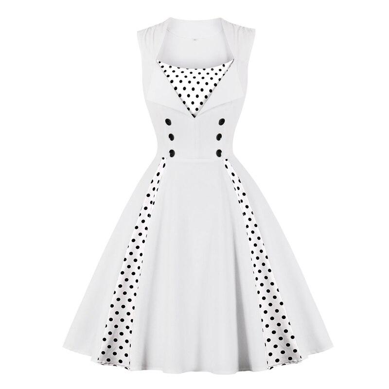 Biała Sukienka Rockabilly W Stylu Vintage