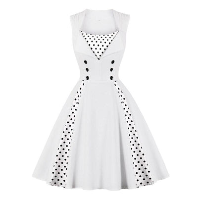 Biała Sukienka Rockabilly W Stylu Vintage