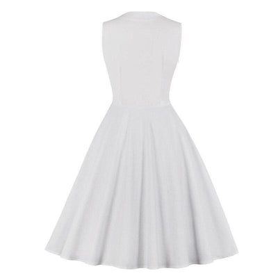 Biała Sukienka Rockabilly W Stylu Vintage