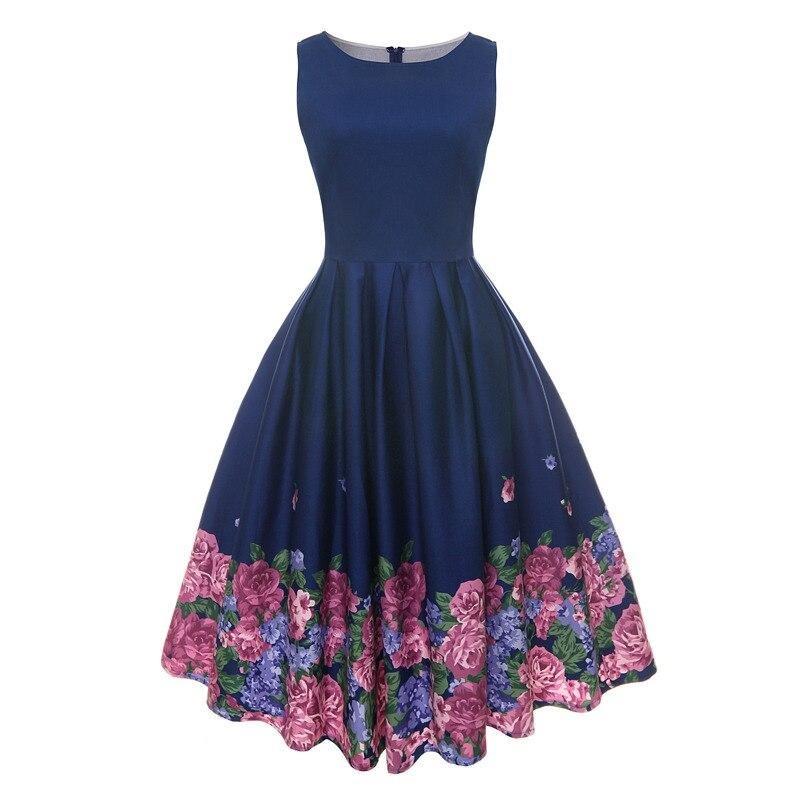 Niebieska Plisowana Sukienka W Stylu Vintage
