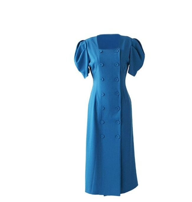 Niebieska Sukienka W Stylu Vintage