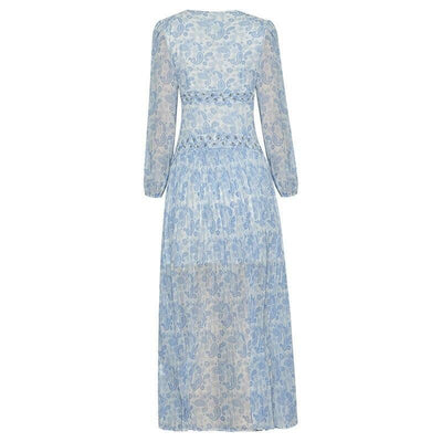 Niebieska Sukienka W Stylu Vintage